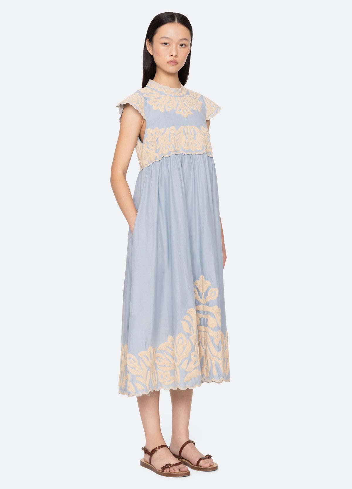 blue-alexandra dress-three quarter view - 10