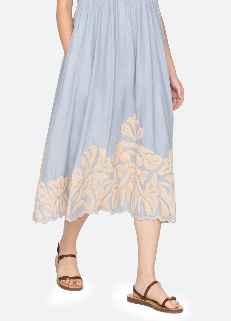 Sea Alexandra Embroidered Midi Dress - Blue Sea Alexandra Embroidered Midi Dress - Blue