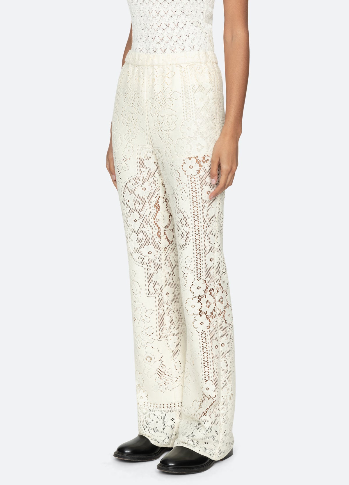 cream-arianna pants-three quarter view - 5