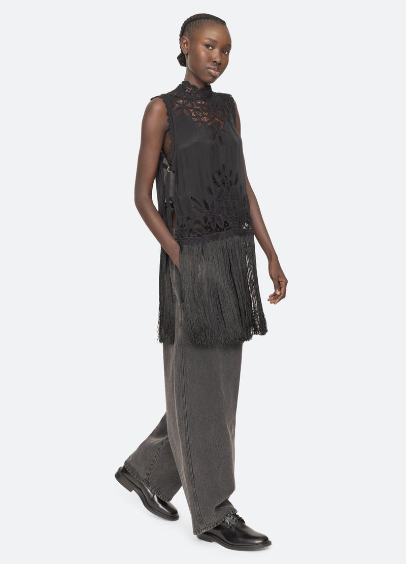 black-adelina top-walking view - 3