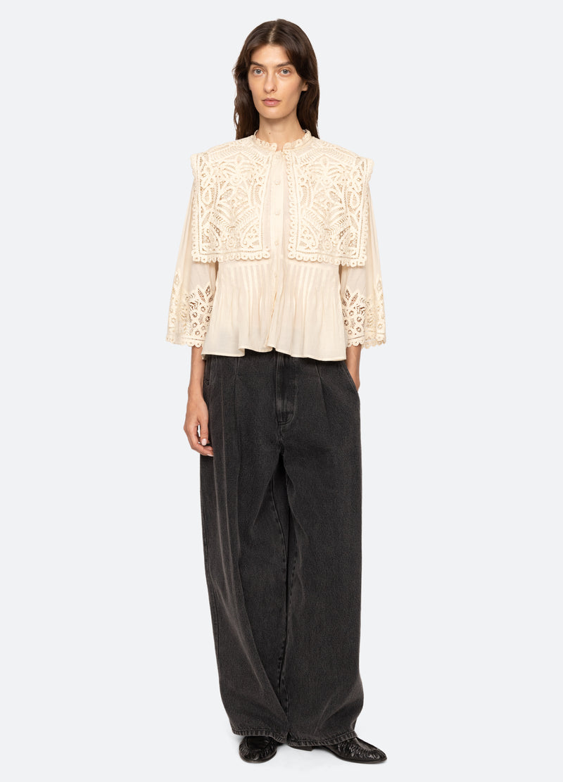 cream-adelina s/s top-full body view - 7