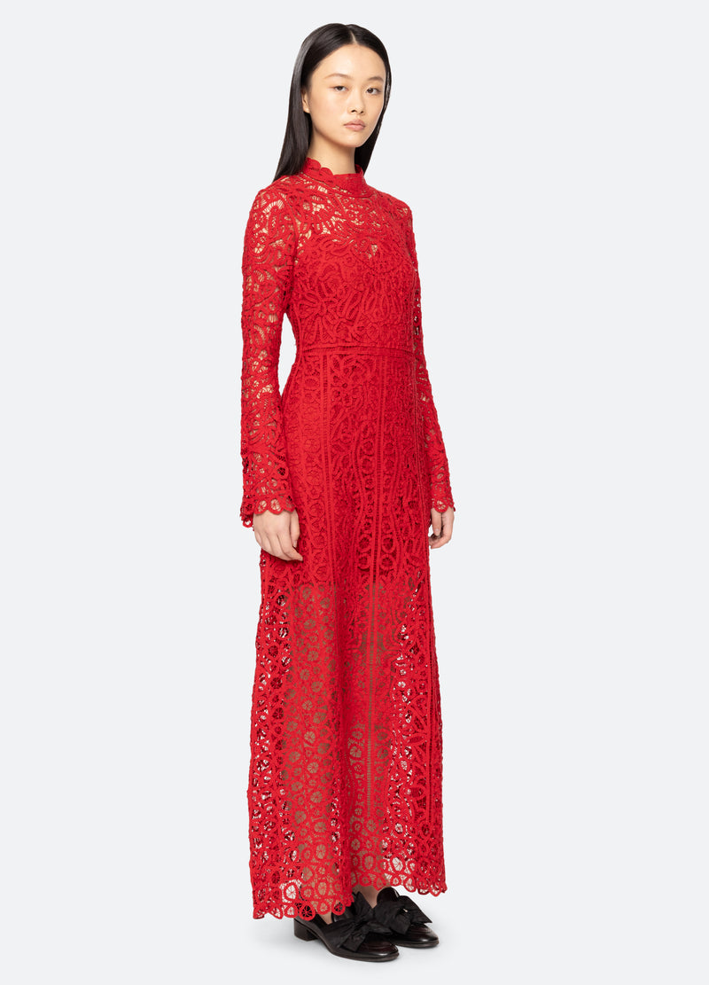red-adelina dress-three quarter view - 6