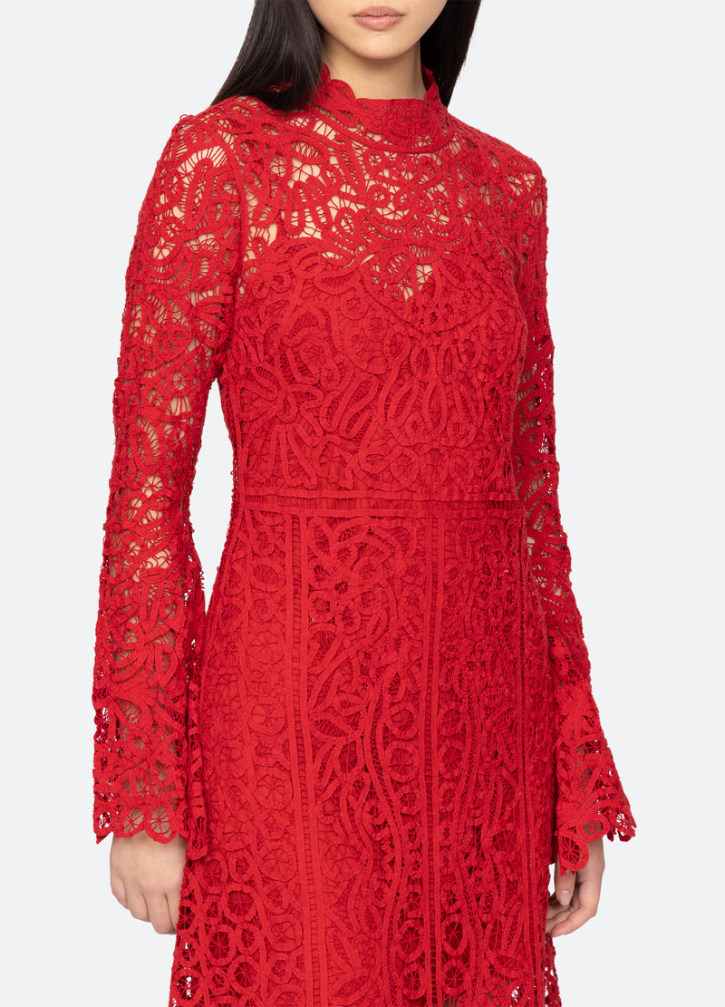 red-adelina dress-detail view - 8