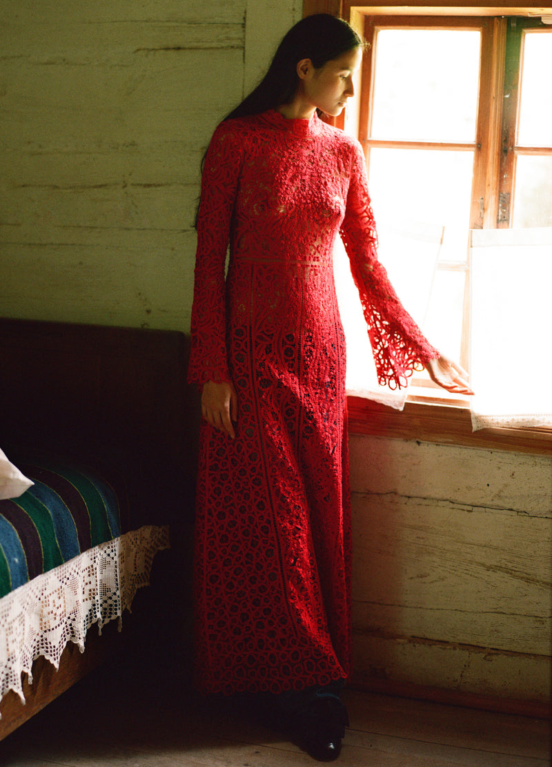 Sea Adelina Lace Maxi Dress - Red Sea Adelina Lace Maxi Dress - Red