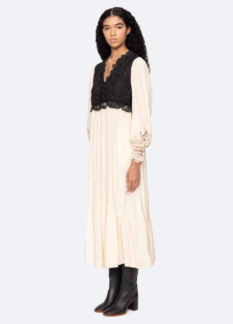 lace sleeve dress multi Adrianna Papell Mock Neck Ruched Maxi Dress