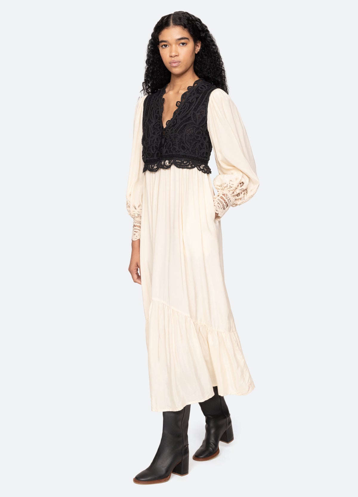 multi-adelina combo dress-walking view