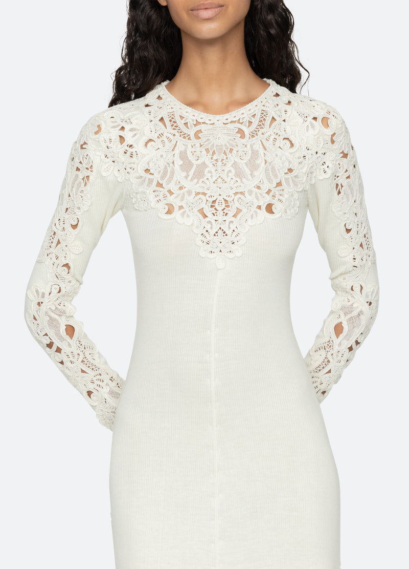 cream-adelina l/s dress-detail view - 8