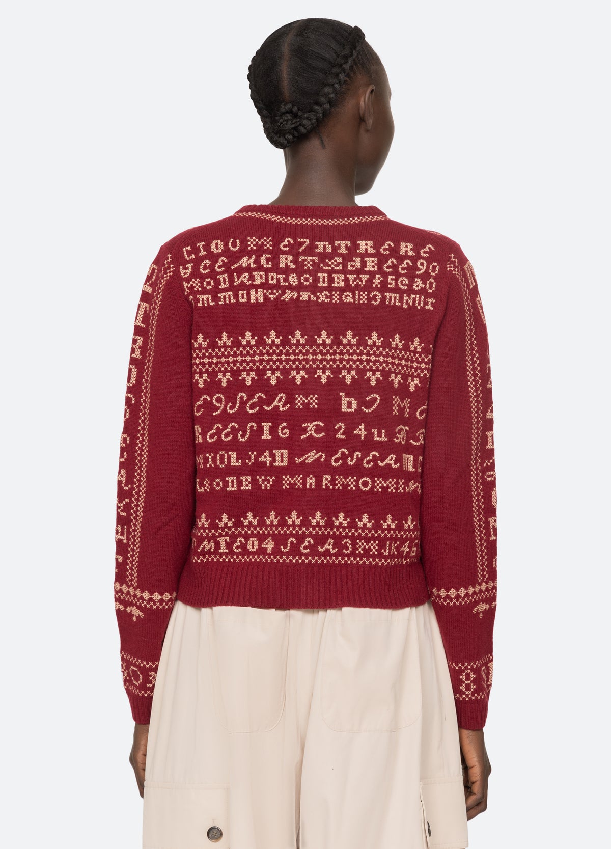 burgundy-kit cardigan-back view - 3