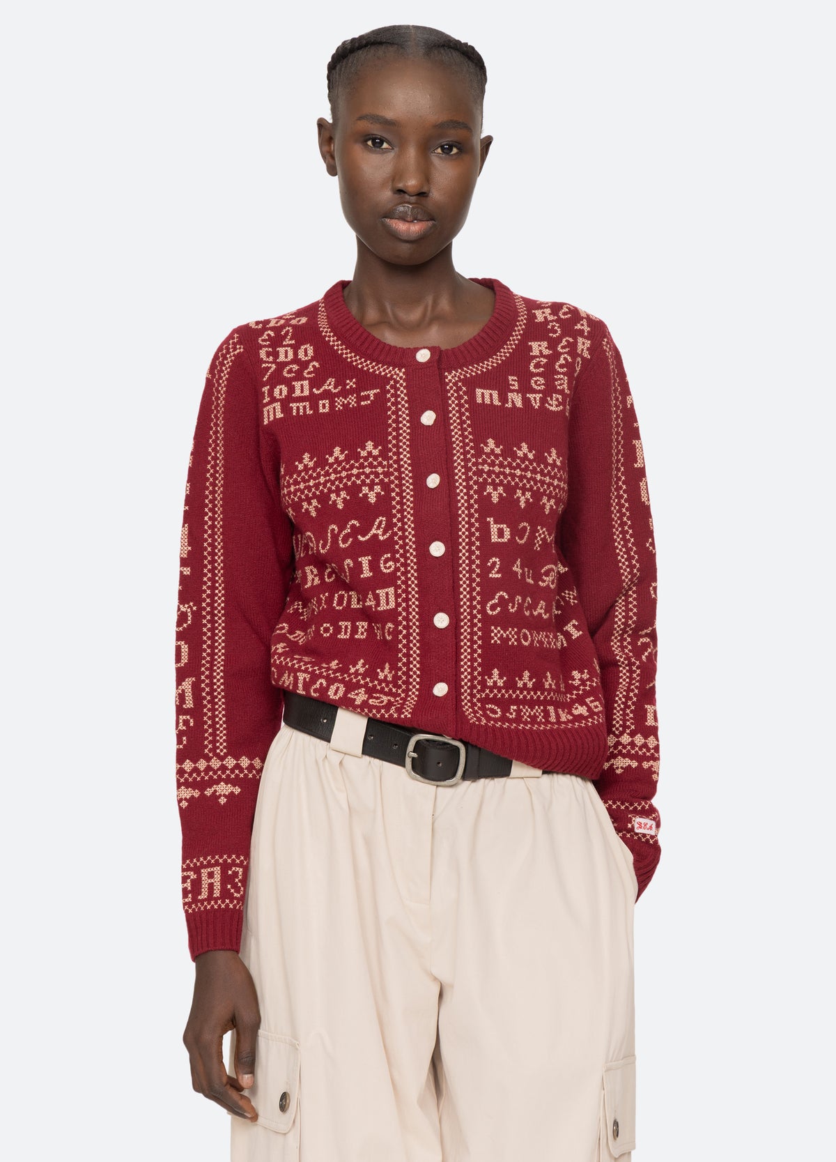 burgundy-kit cardigan-front view 2 - 6