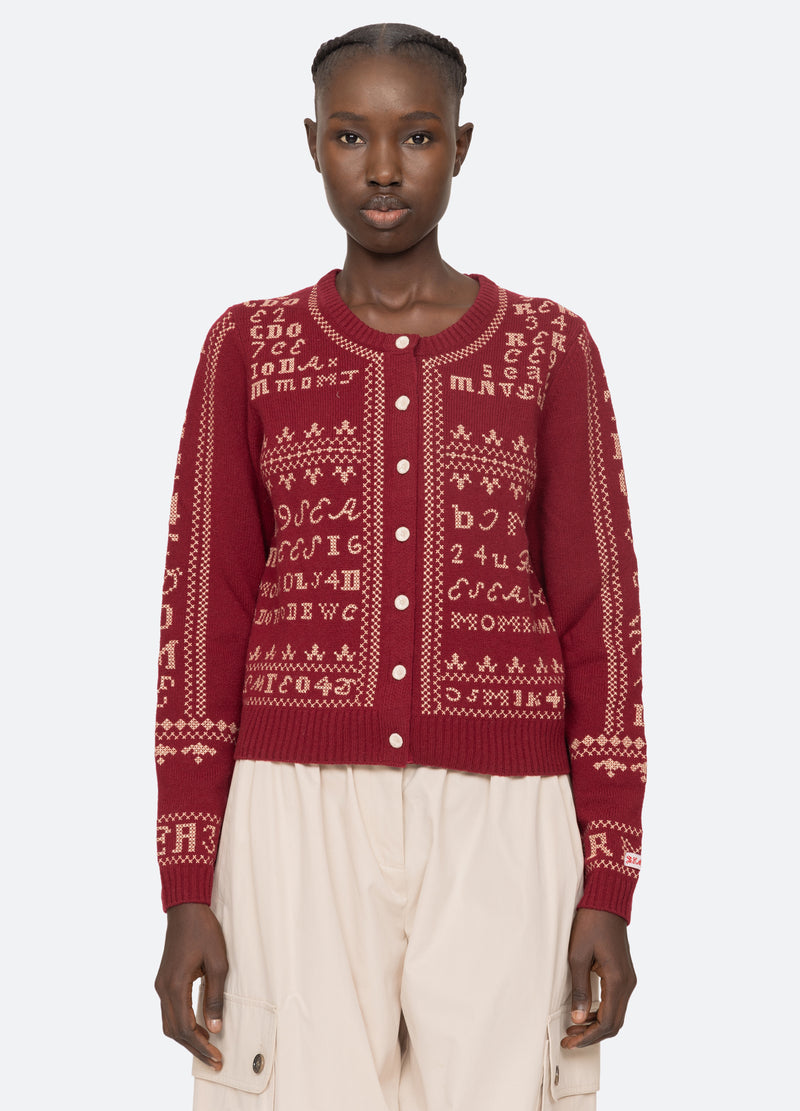 burgundy-kit cardigan-front view 3 - 7