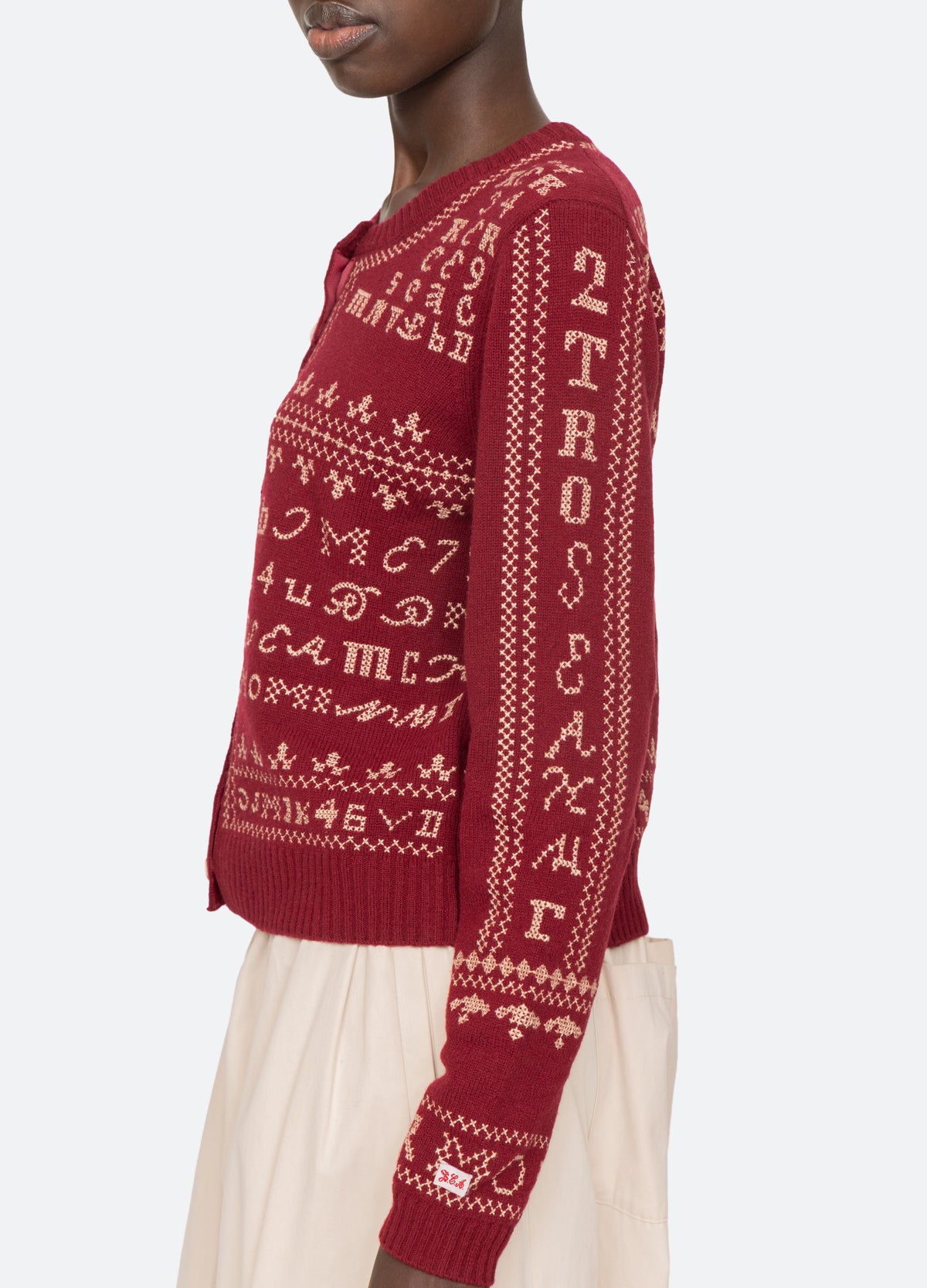 burgundy-kit cardigan-detail view - 8