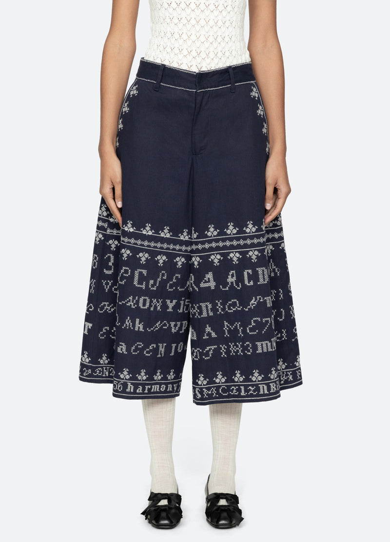 navy-kit culottes-front view - 2