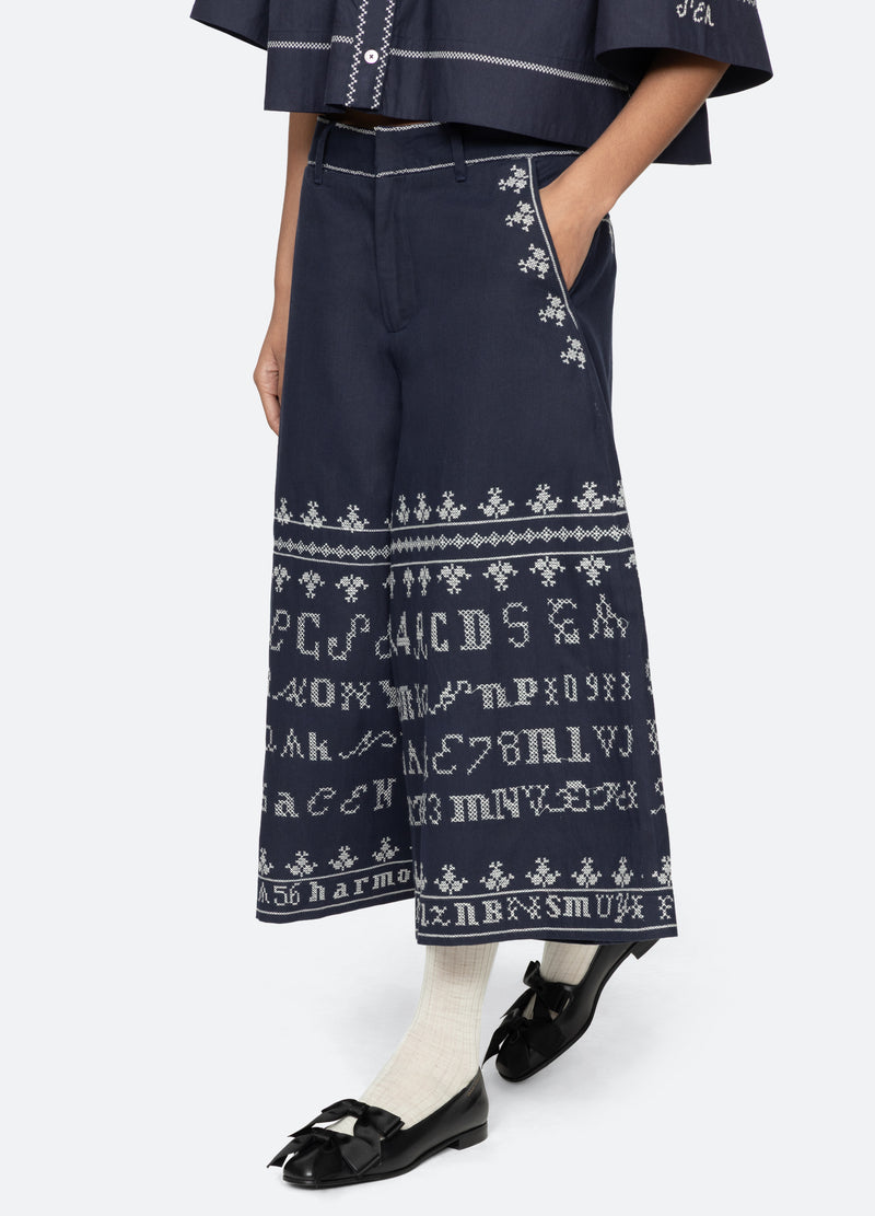 navy-kit culottes-walking view - 6