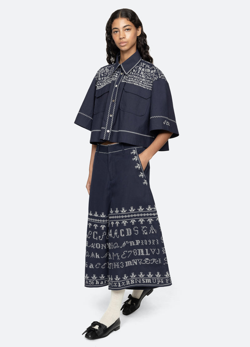 navy-kit culottes-full body view - 7