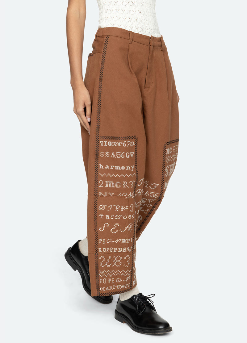 cognac-kit pants-walking view - 6