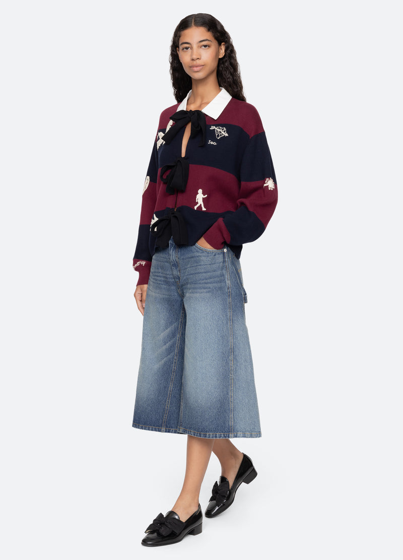 blue-lyssa culottes-full body view - 7