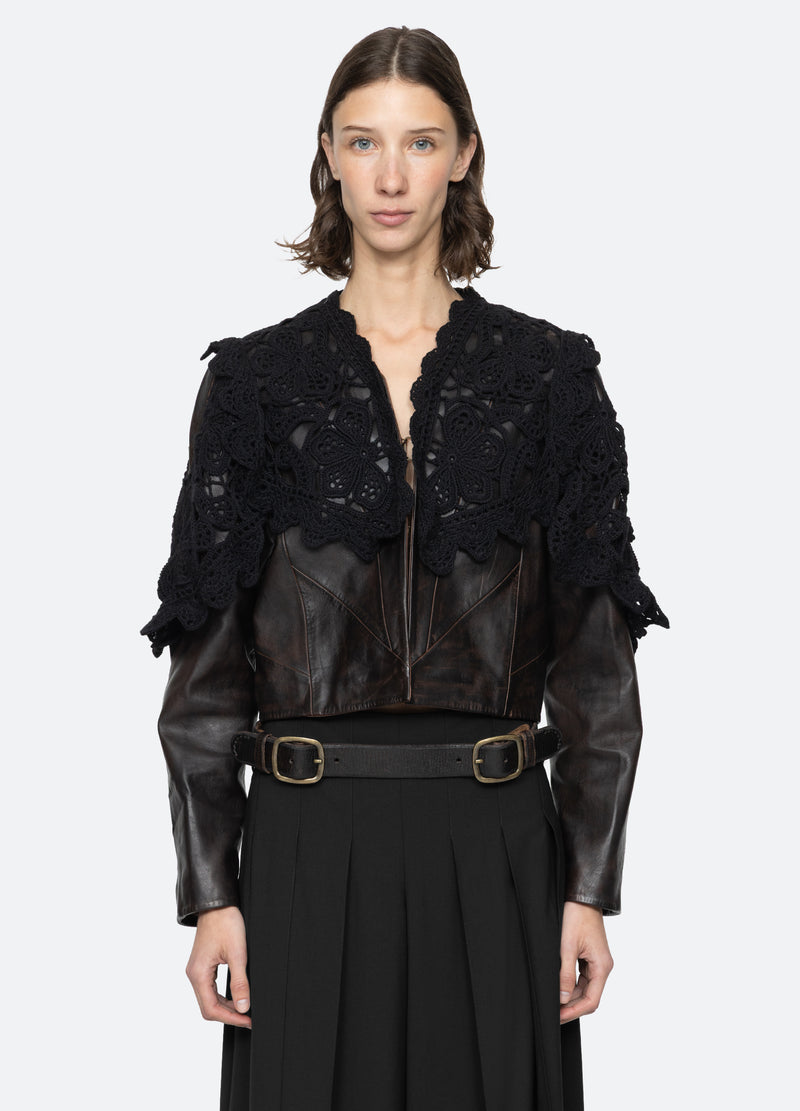 brown-gwen jacket-front view - 10