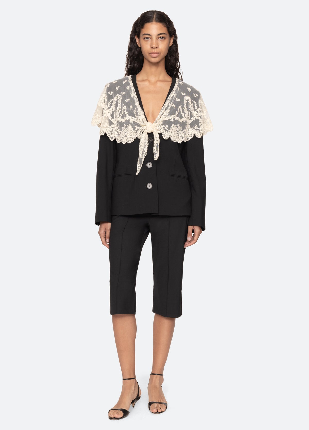 black-elisa capri pant-full body view - 6