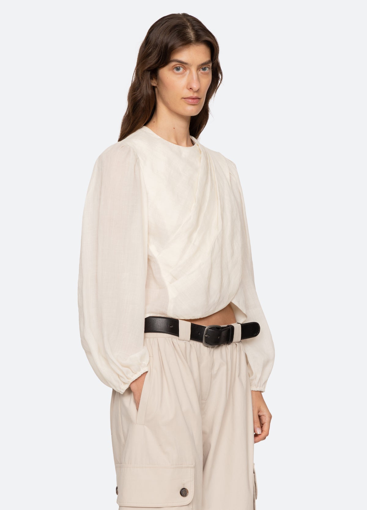 cream-solene l/s top-three quarter view - 4