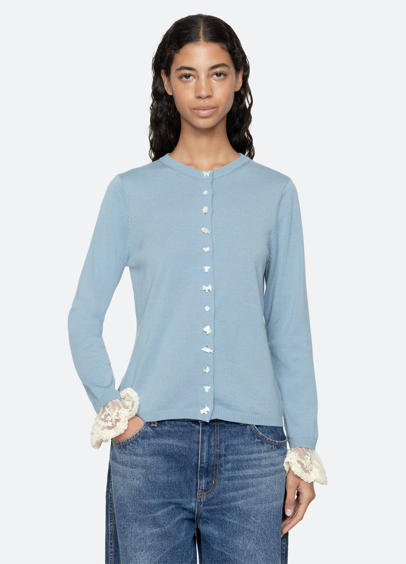 blue-diane cardigan-front view 2 - 11