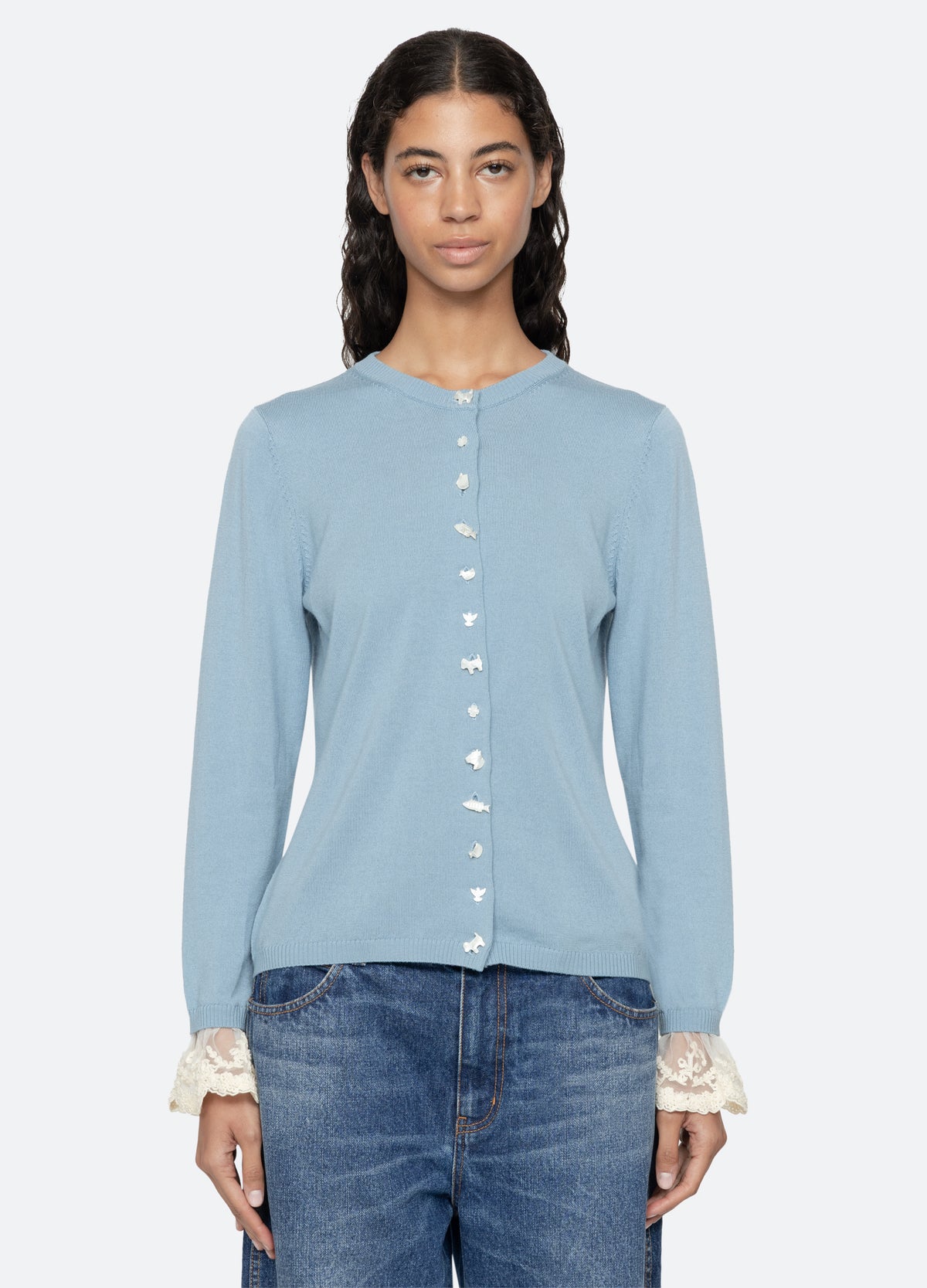 blue-diane cardigan-front view 3 - 9