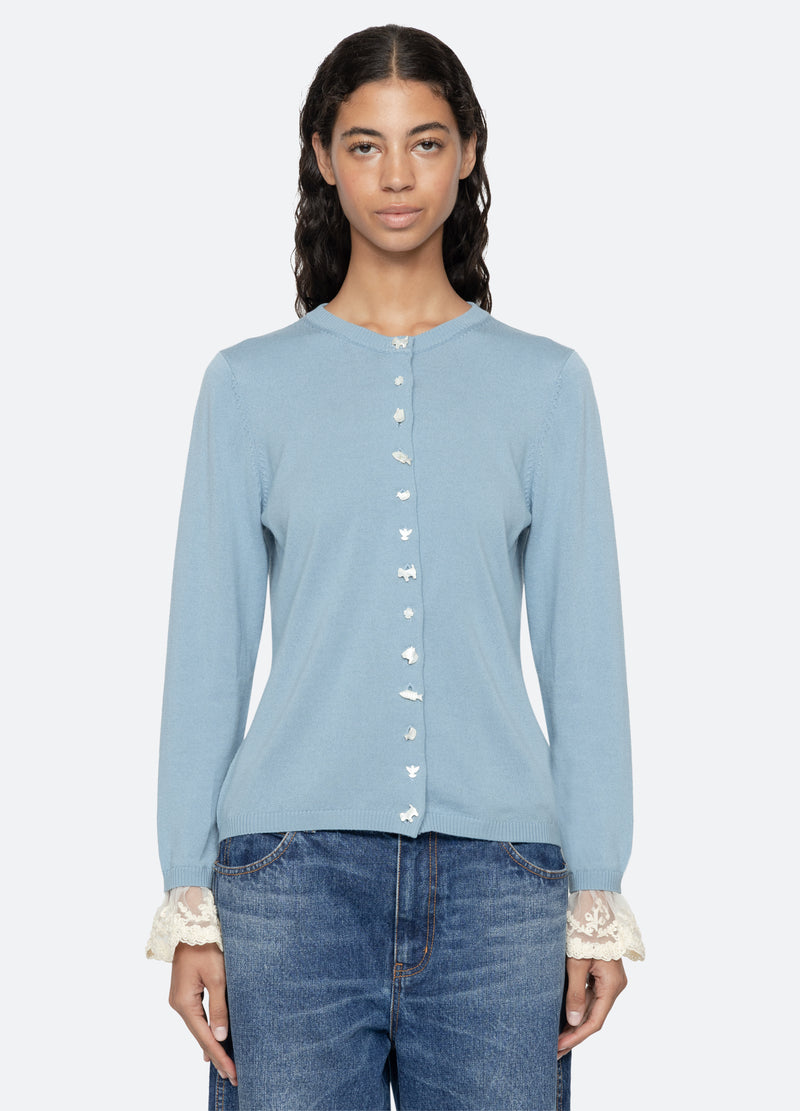 blue-diane cardigan-front view 3 - 9