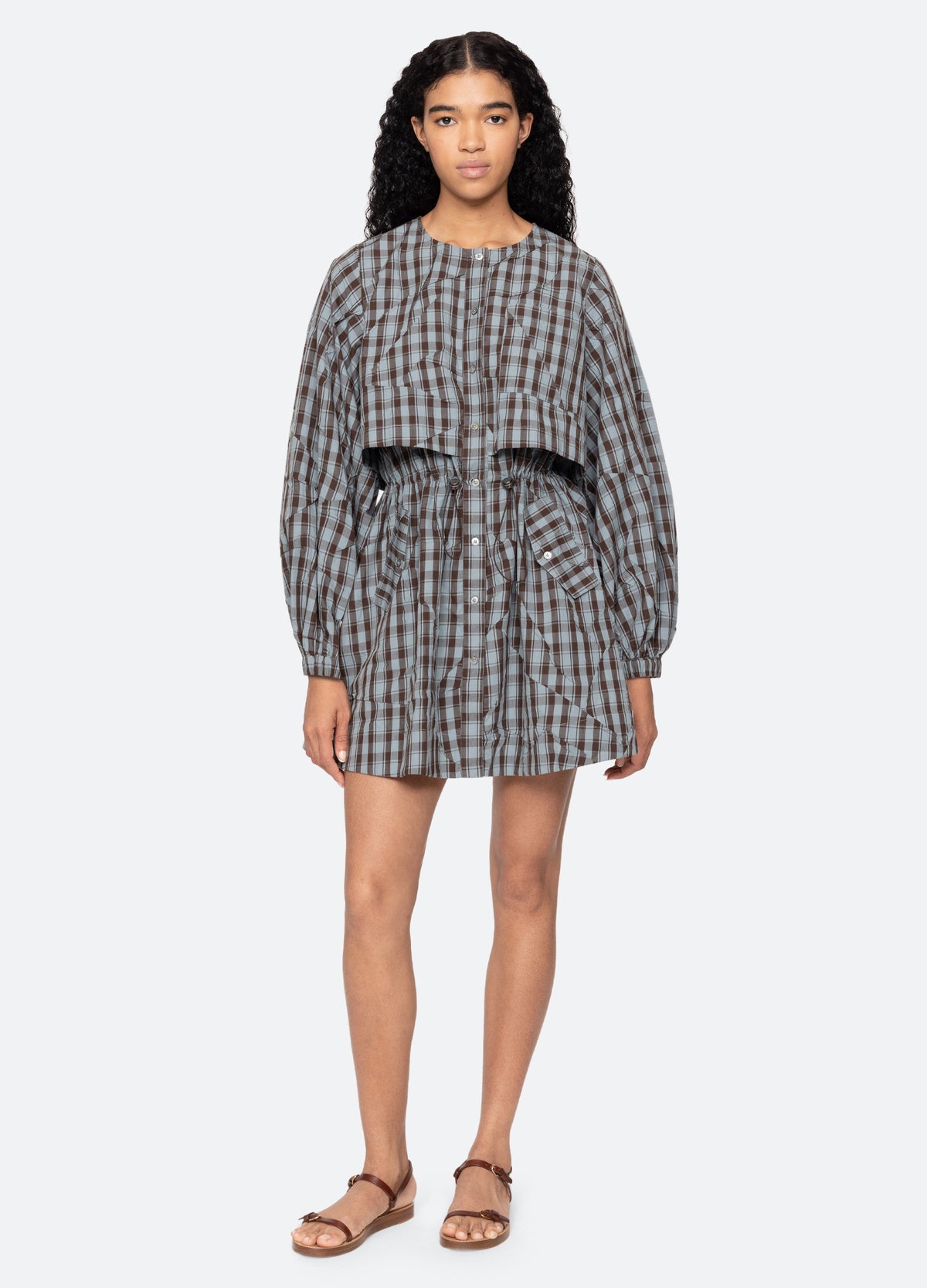 blue-ophelia mini dress-front view