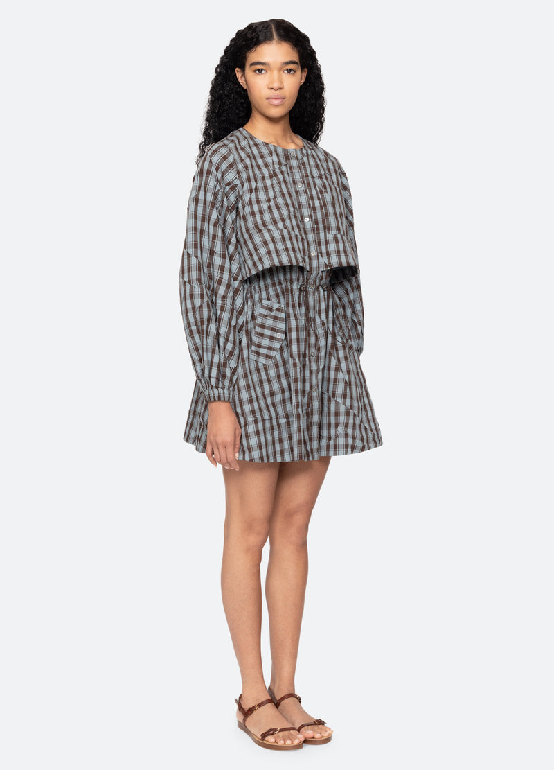 blue-ophelia mini dress-three quarter view - 4