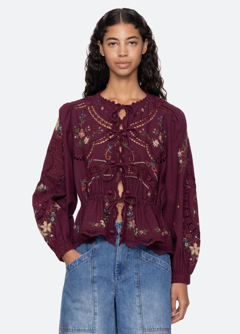 burgundy-edwina l/s top-front view - 8