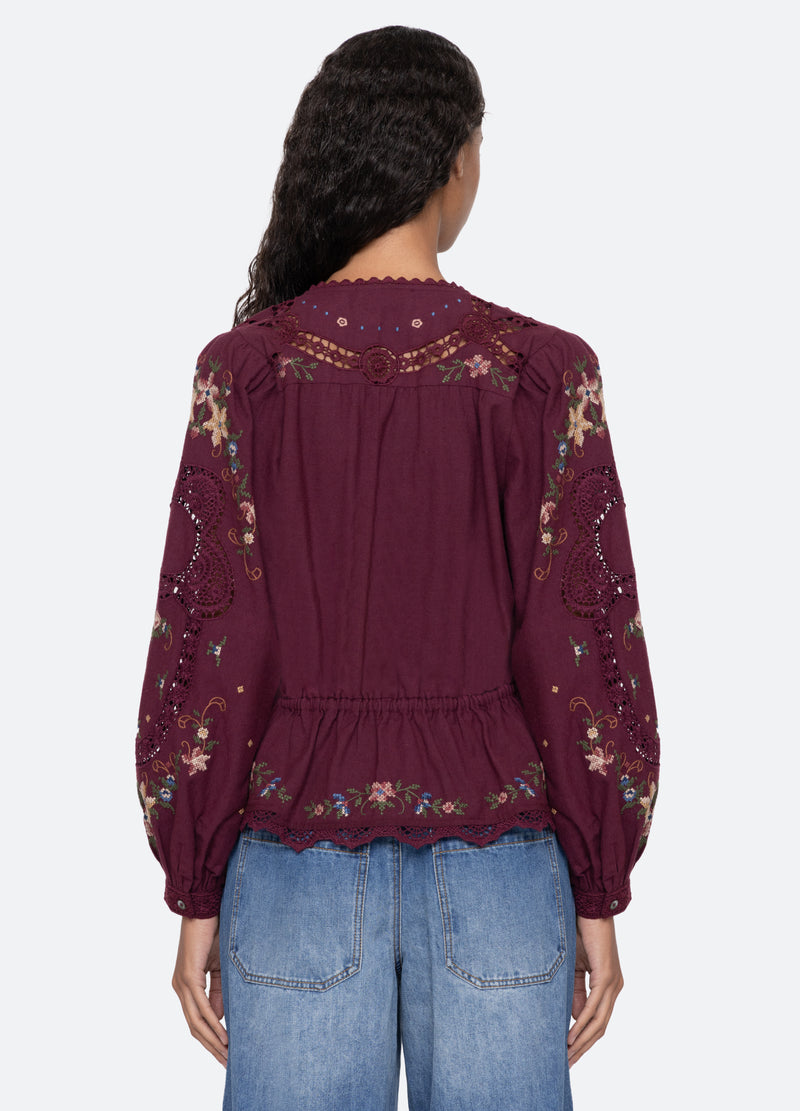 burgundy-edwina l/s top-back view - 9