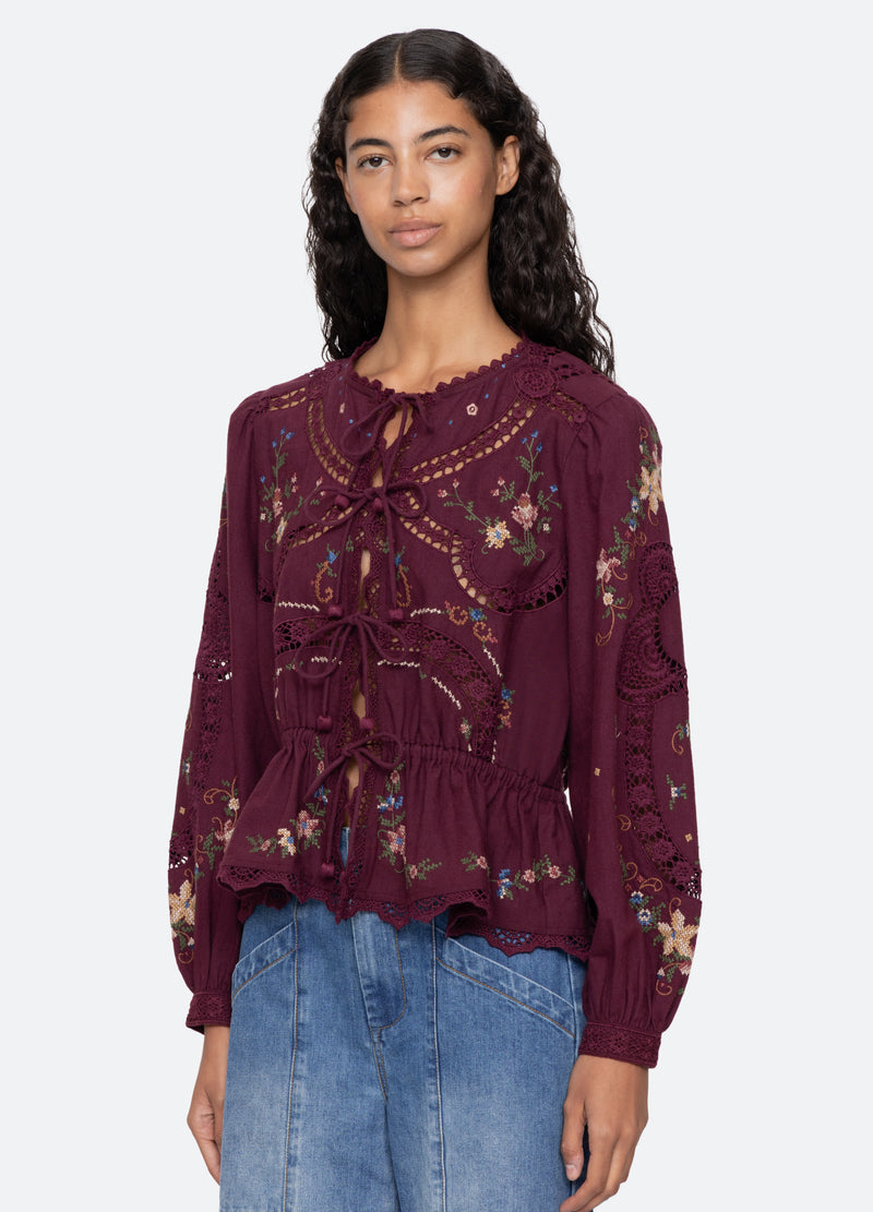burgundy-edwina l/s top-thee quarter view - 11