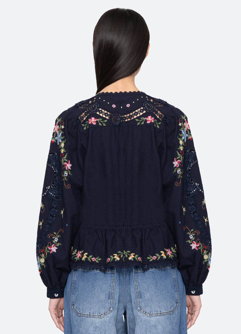 navy-edwina l/s top-back view - 2