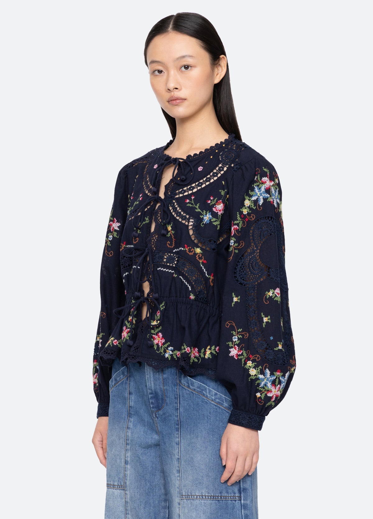 navy-edwina l/s top-three quarter view - 4