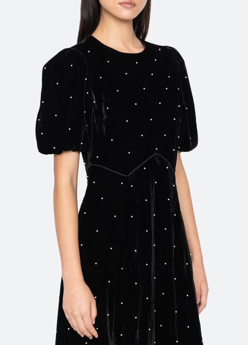sea black velvet dress Sea Seraphine Midi Dress in Black