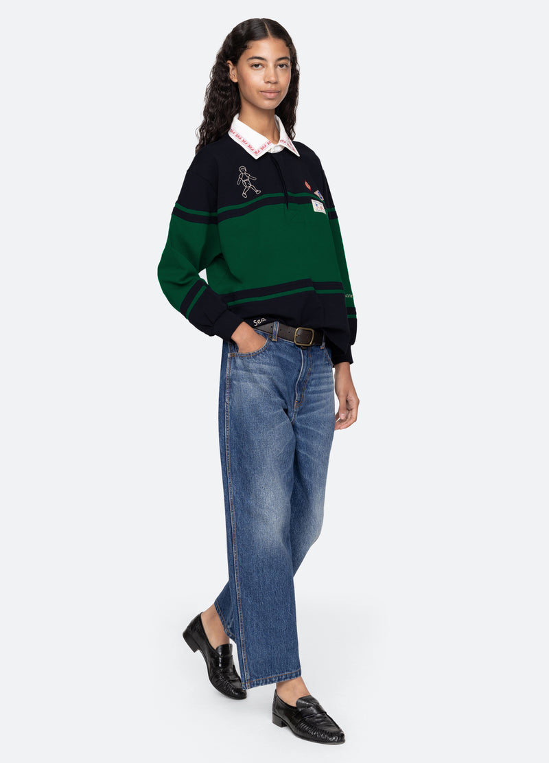 multi-carolyn l/s rugby shirt-full body view - 9