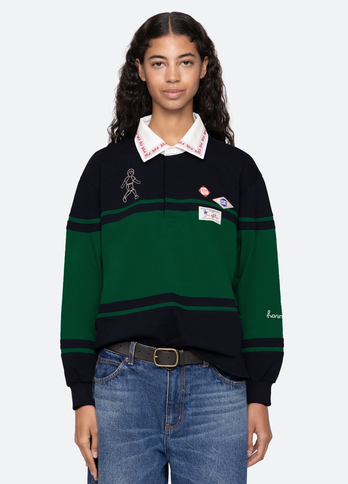 multi-carolyn l/s rugby shirt-front view 2 - 6