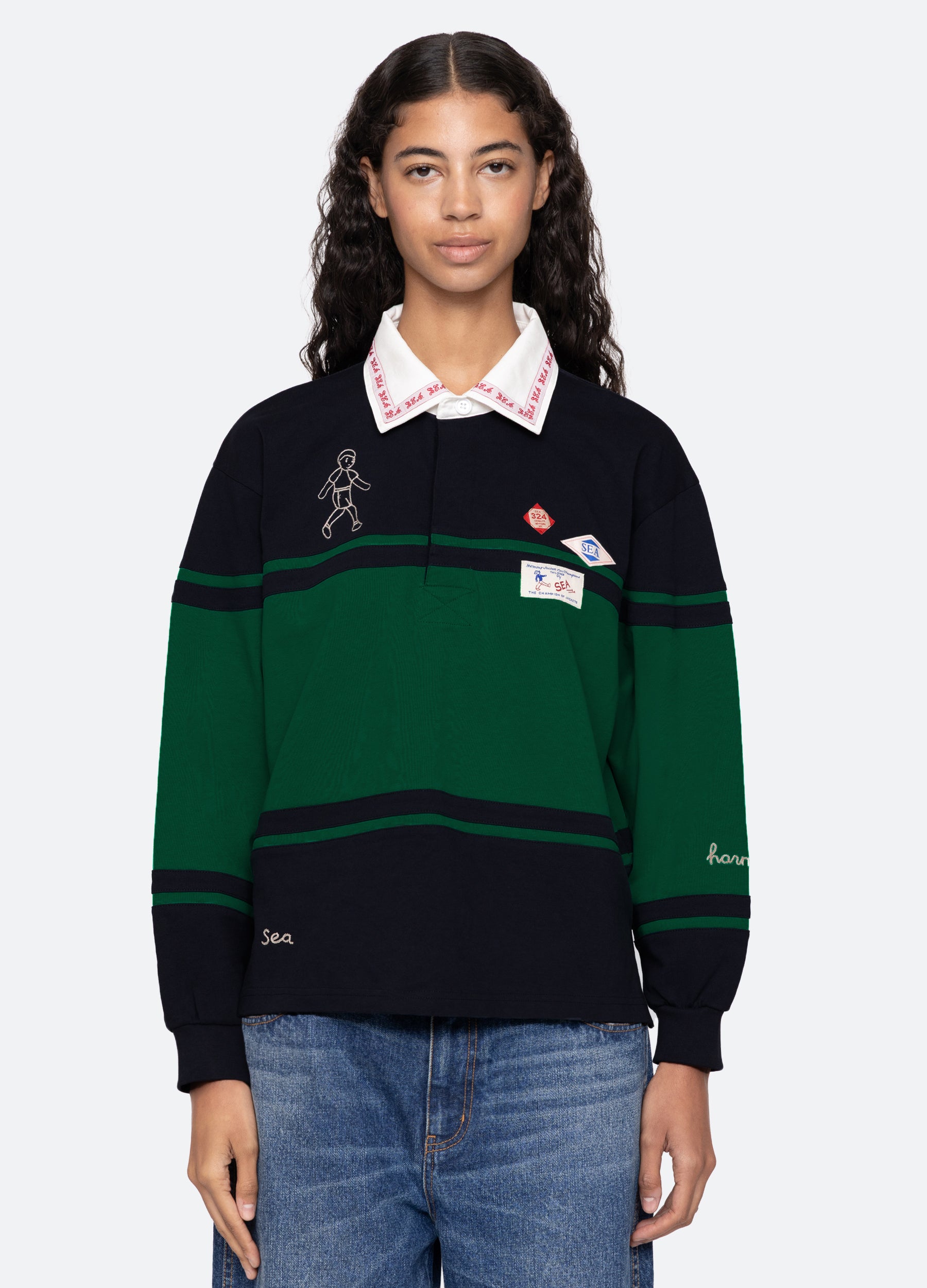 Carolyn L/S Rugby Shirt – Sea, New York