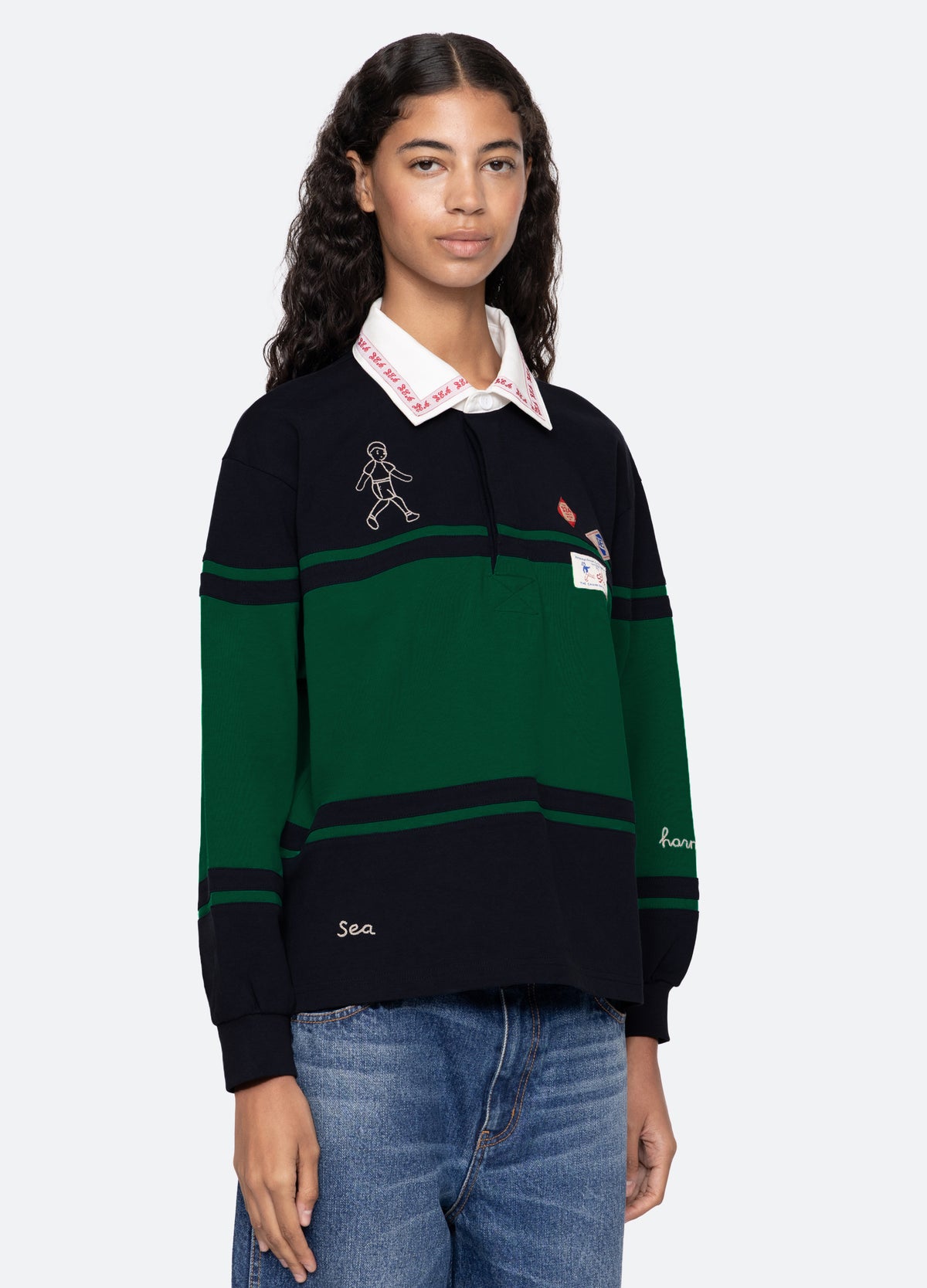 multi-carolyn l/s rugby shirt-three quarter view - 5