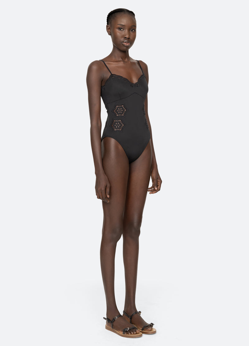 black-babette one piece-three quarter view - 5