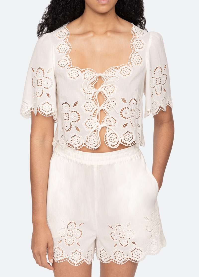 white-babette top-detail view - 6