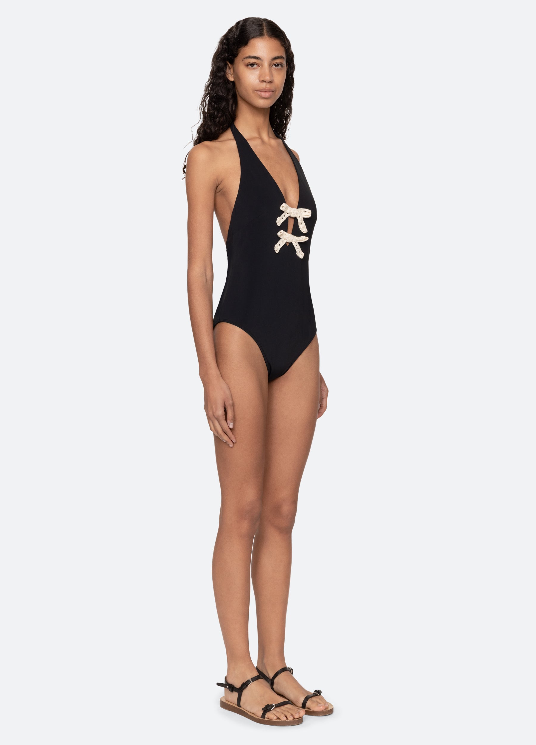 Her lip to 水着 Diuble Bow ONE PIECE Kendall One Piece – Sea, New York