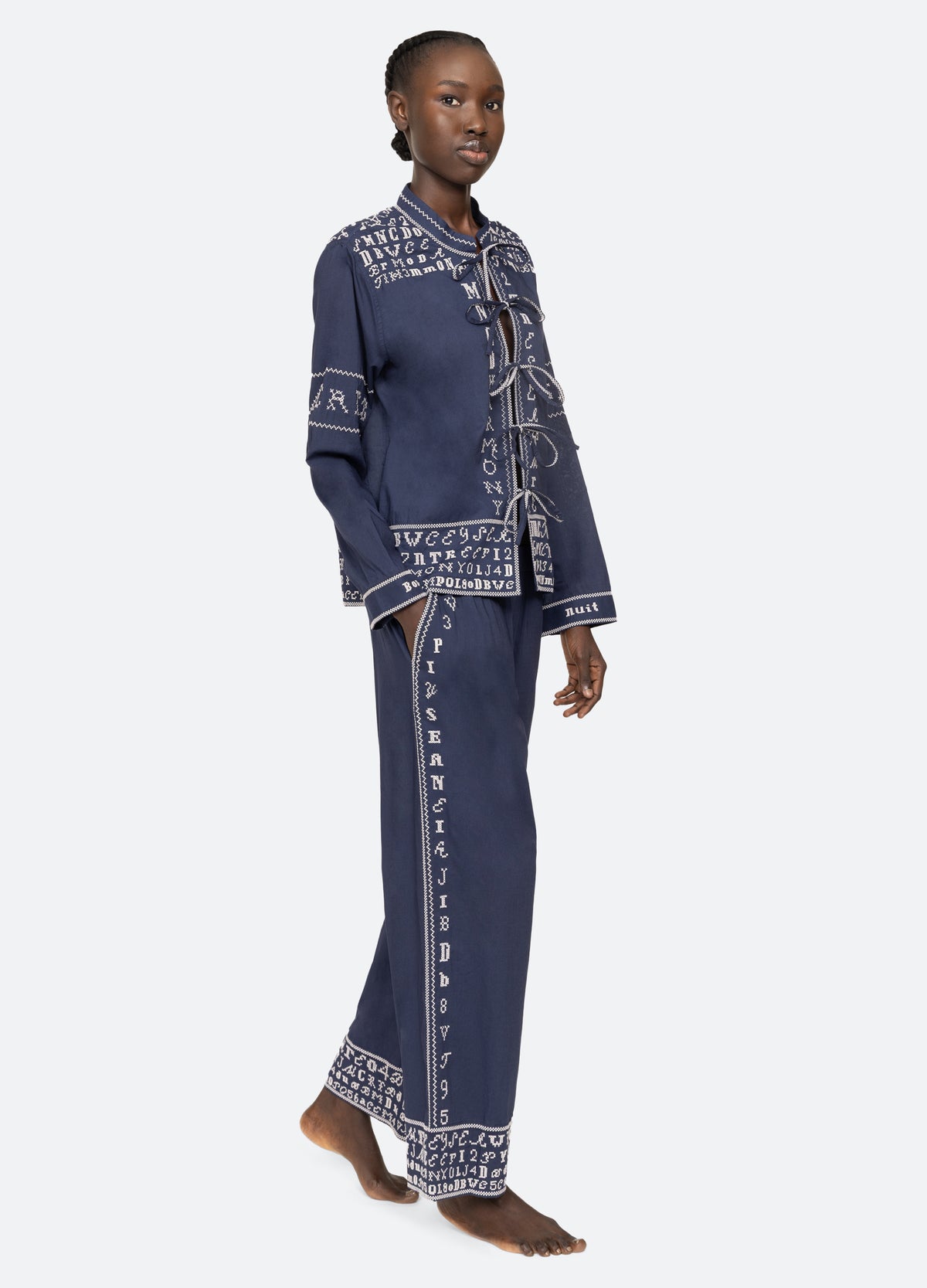 navy-kit pj set-walking view - 11