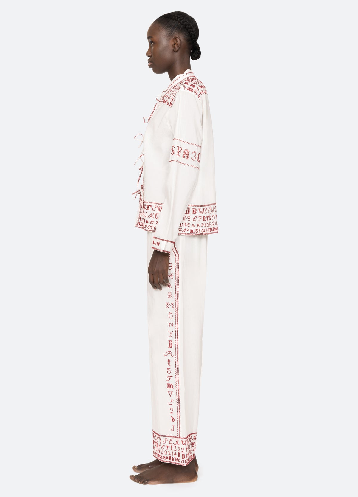 white-kit pj set-side view 2 - 5