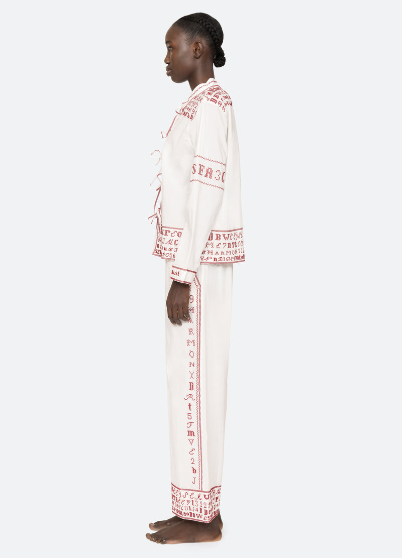 white-kit pj set-side view 2 - 5