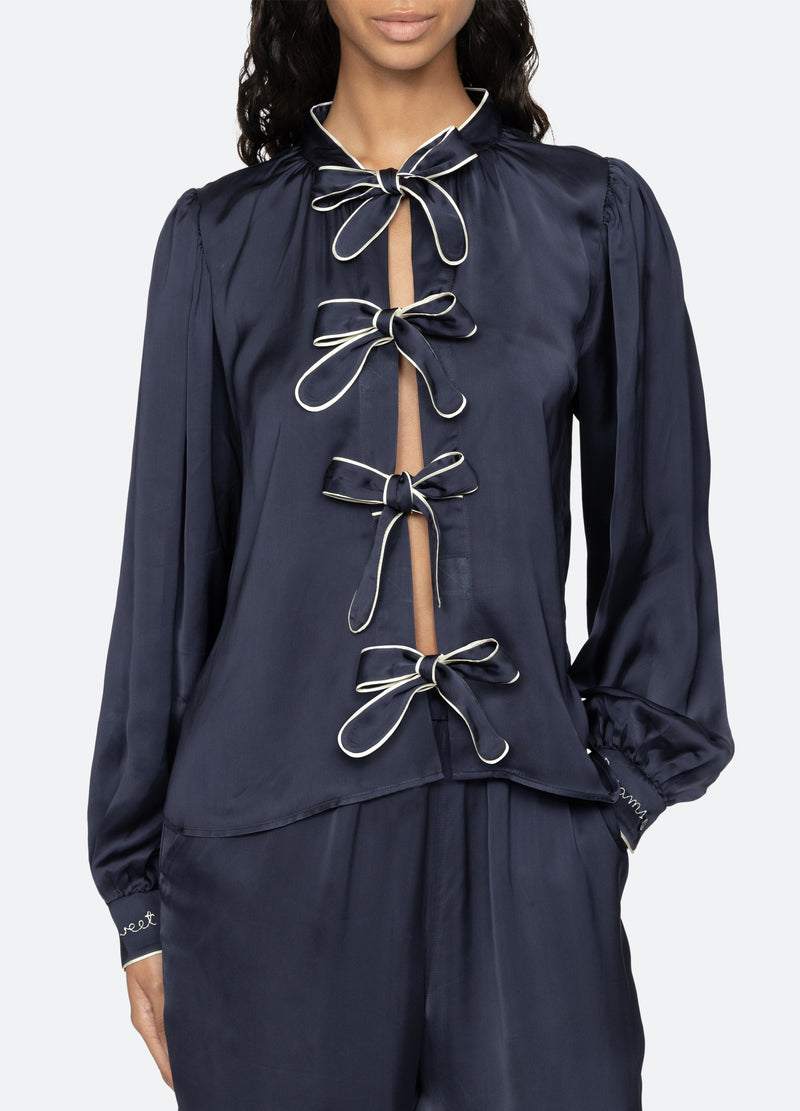 navy-marceline pj set-detail view - 8