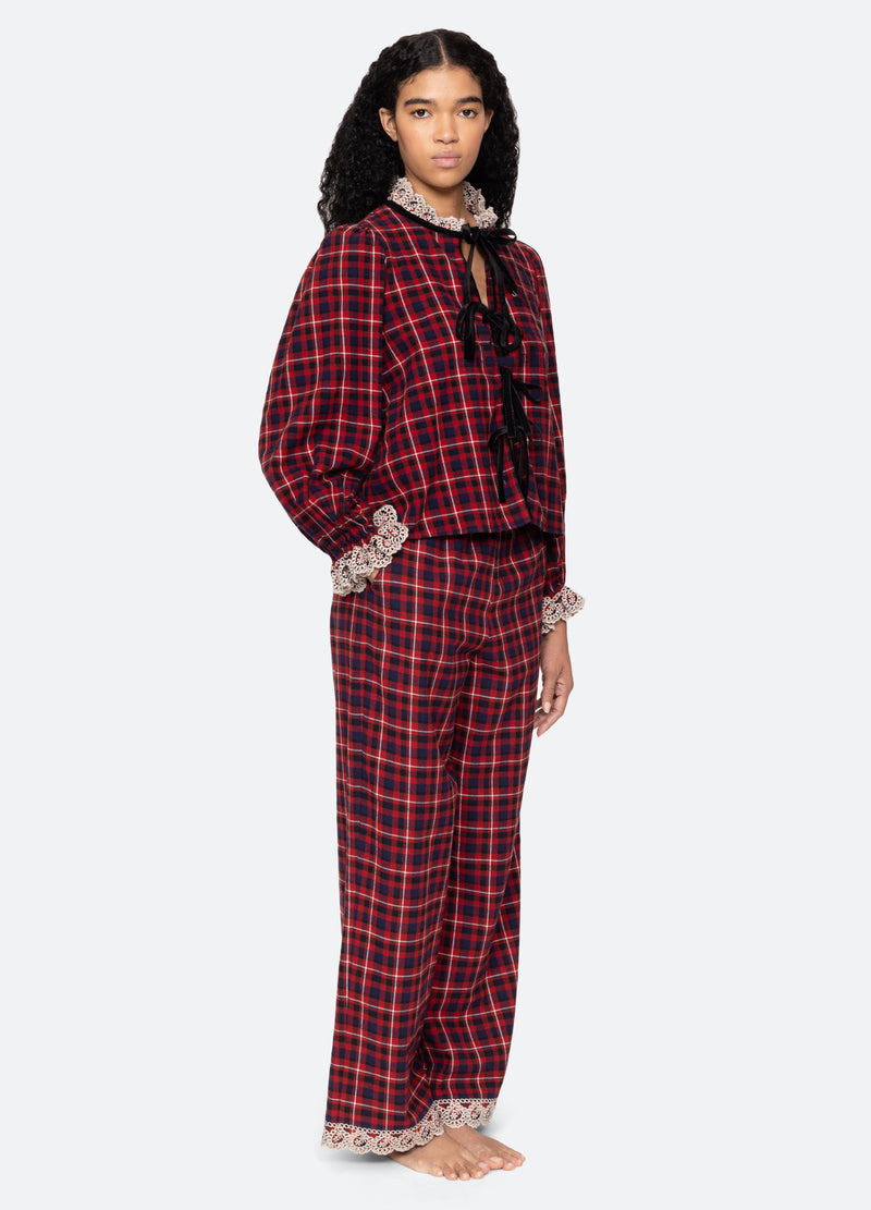 red-zahara pj set-three quarter view - 6