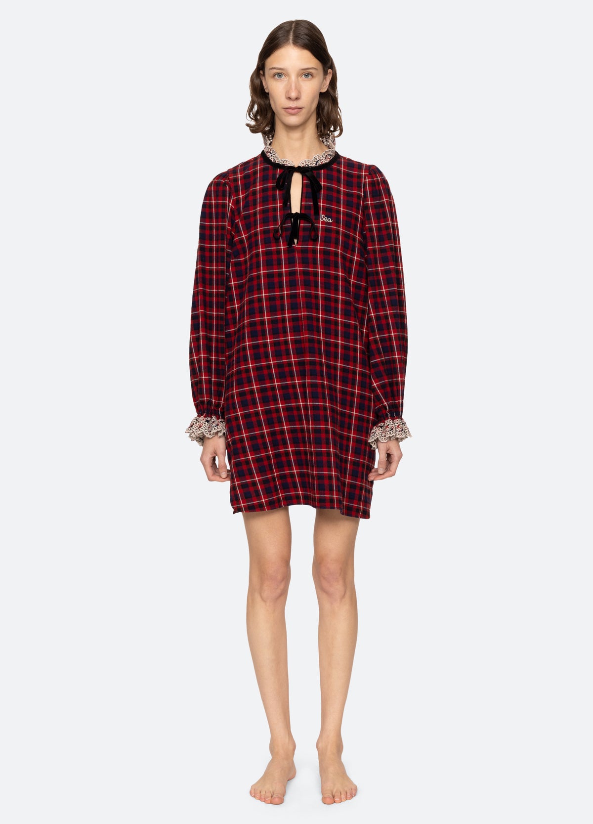 red-zahara night shirt-front view 2 - 7