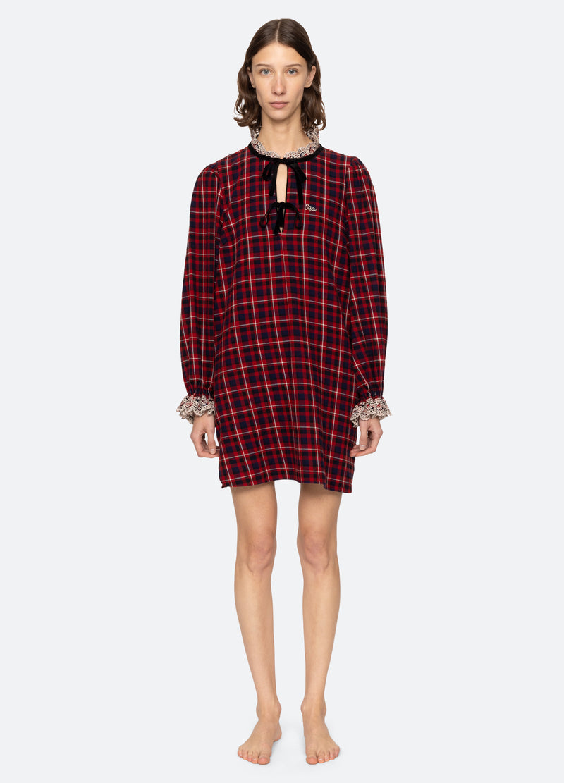 red-zahara night shirt-front view 2 - 7