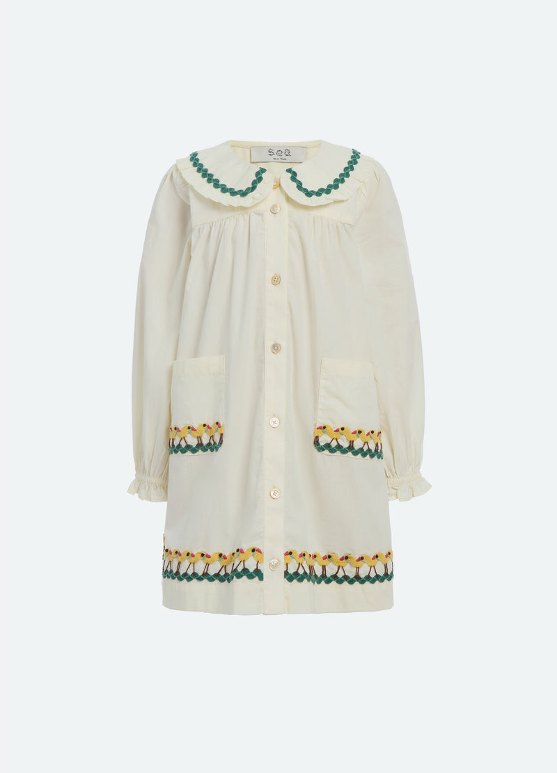 cream-larson kids dress-front view - 1