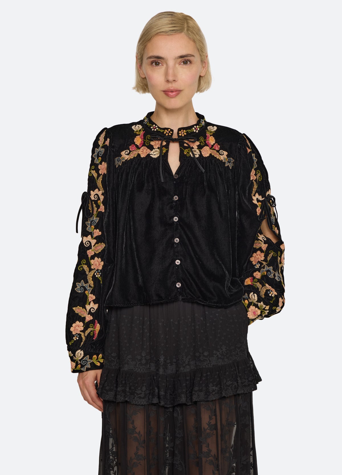 black-alessandra blouse-front view